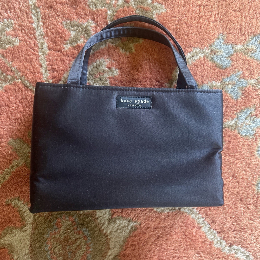 Kate Spade New York Black Nylon Handbag 1990's Vintage Tote Satchel Bag
